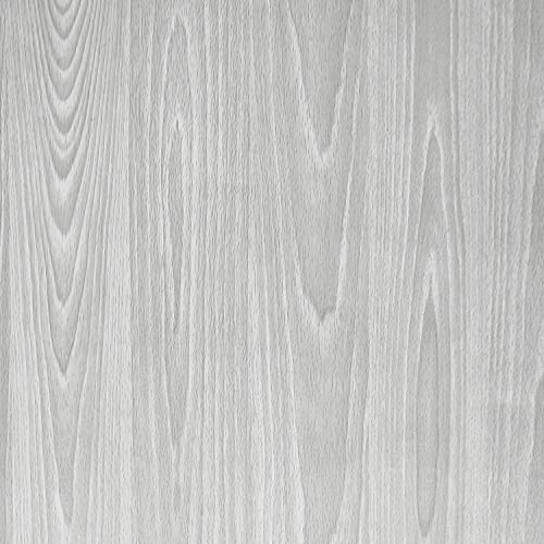 Melwod Gray Wood Wallpaper 17.71 x 197 Inch Wood Grain Texture Peel and Stick Wallpaper Adhesive Paper Light Grey Wall Covering Desk Shelf Drawer Liner Cabinets Wardrobe - Image 2