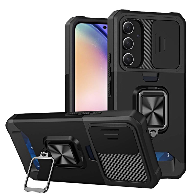 TPU+PC Protective Case for Samsung S26 Ultra / Samsung S26 with Card Holder and Drop Protection plus Shockproof plus Kickstand in Cyan - Image 2