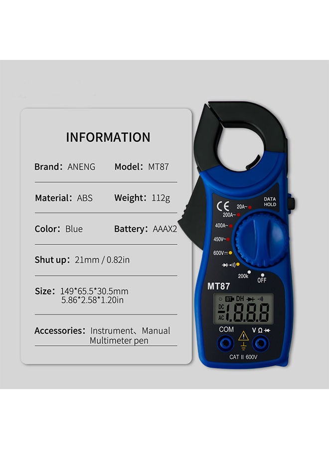 NIBEMINENT Digital Clamp Multimeter Blue/Black 19*19*19cm - Image 1