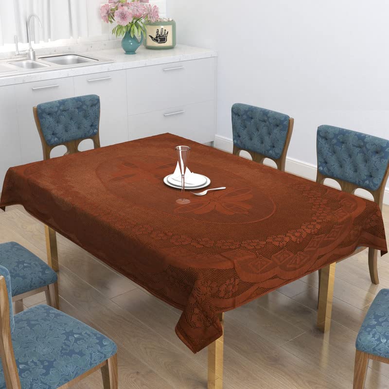 Stunning Look Flower Design 4 Seater Table Cover Cloth Centre Table Cover for Kitchen Dining Room Restaurant Party EASTTARDOMM Hotel Decoration 40 x 60 Inches Coffee - Image 3