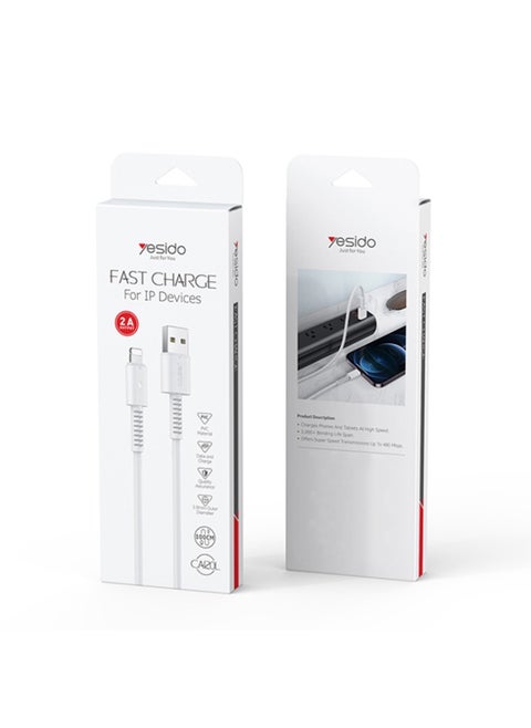 Yesido CA120L Charging Data Cable 1 Meter PVC Type-C to Lightning Devices Fast Charging Data Cable - White