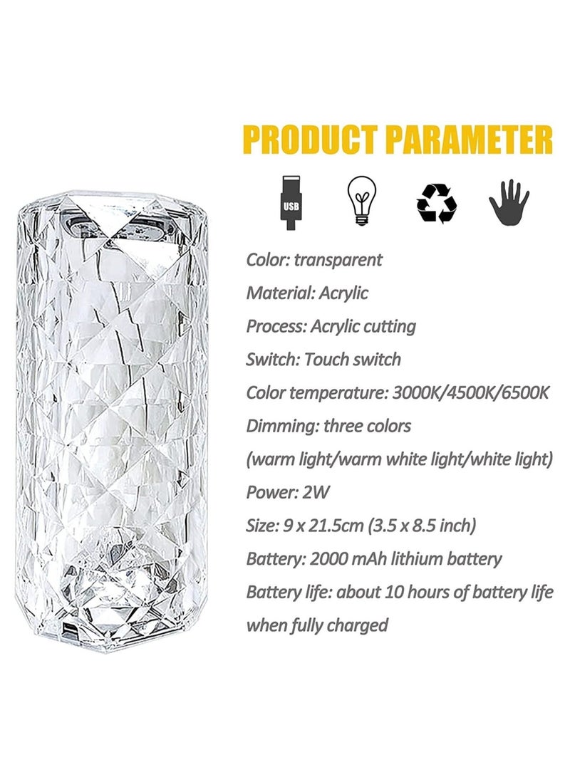 USB Rechargeable Table Touch And Remote Control Crystal Lamp - Image 3