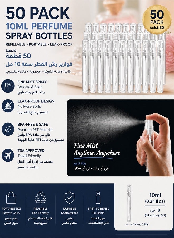 Bukela 50 Pack 10ml Refillable Perfume Spray Bottles - BPA-Free Empty Atomizer Containers, Leak-Proof Travel Size Spray Bottles for Fragrance, Cologne, Lotion, Essential Oils - Image 1