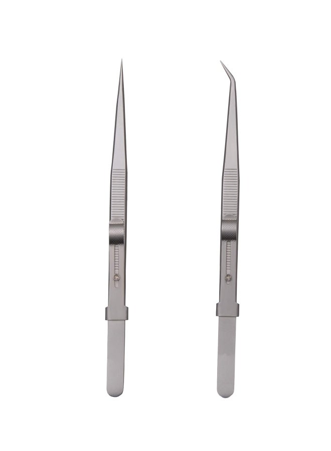Yababa Tweezers  Precision Tweezers Set  Anti-Static Stainless Steel Curved of Tweezers  for Electronics  Laboratory Work  Jewelry-Making  Craft  Soldering  Etc 2 PCS - Image 1