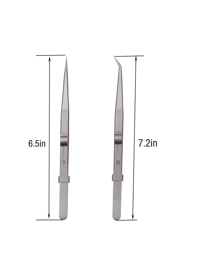 Yababa Tweezers  Precision Tweezers Set  Anti-Static Stainless Steel Curved of Tweezers  for Electronics  Laboratory Work  Jewelry-Making  Craft  Soldering  Etc 2 PCS - Image 2