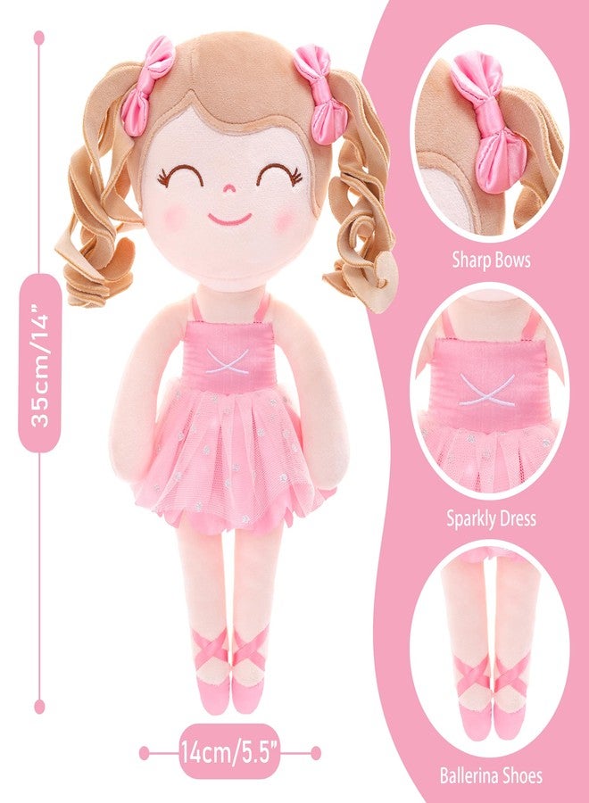 Gloveleya Baby Doll Gifts Plush Curly Hair Ballet Dolls Soft Girl Toys Pink 33CM - Image 2