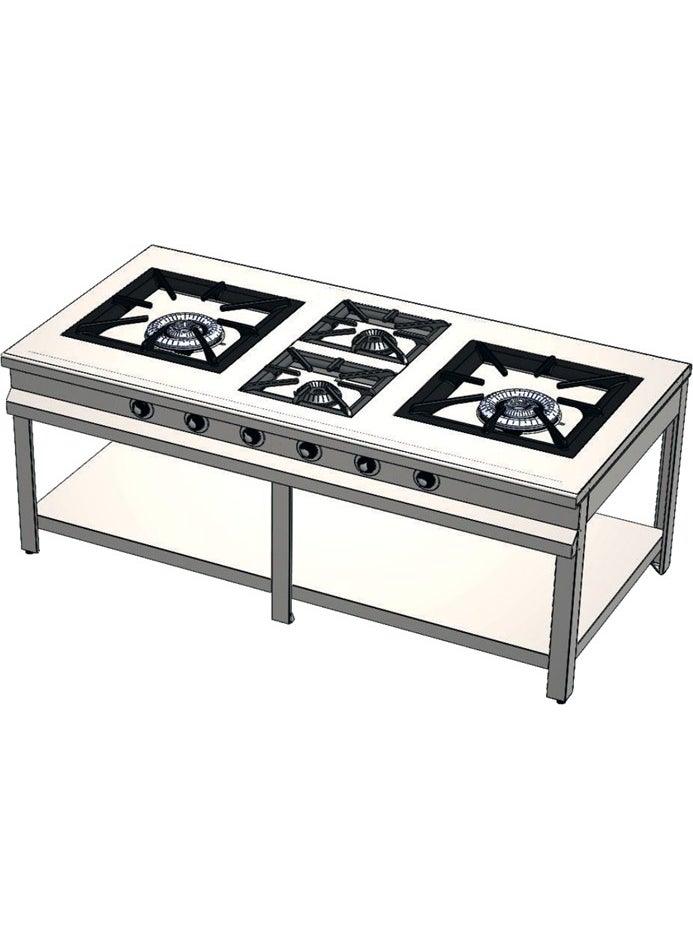 CSA Inox Karacasan Industrial LPG Cylinder Base Shelf 4-Burner Stove 