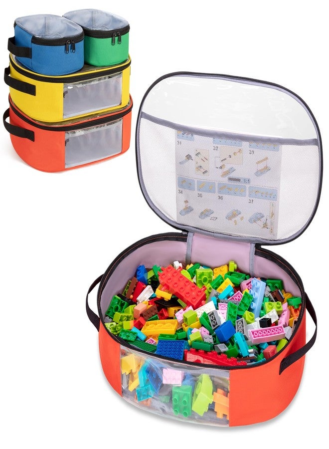Rexmica 4pcs Toy Storage Organizer Container Bag Compatible with LEGO Bricks, Travel Bag for Building Bricks, Puzzle, Car Toy, Board Game, Transparent Zipper Pouch Bag for Block Set, Dolls, Toy Bricks - Image 1