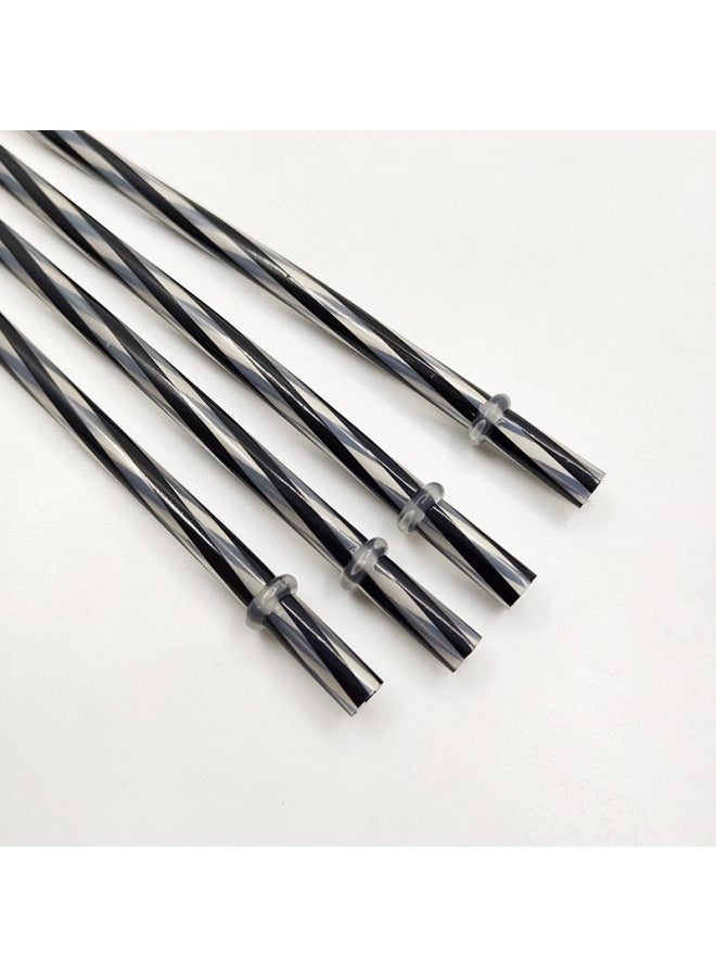Colorful Pp Plastic Straws Ring Screw Thread Design Hardened Drinking Straws For Beverages-Color:230mm Transparent Black Thread  - Image 1