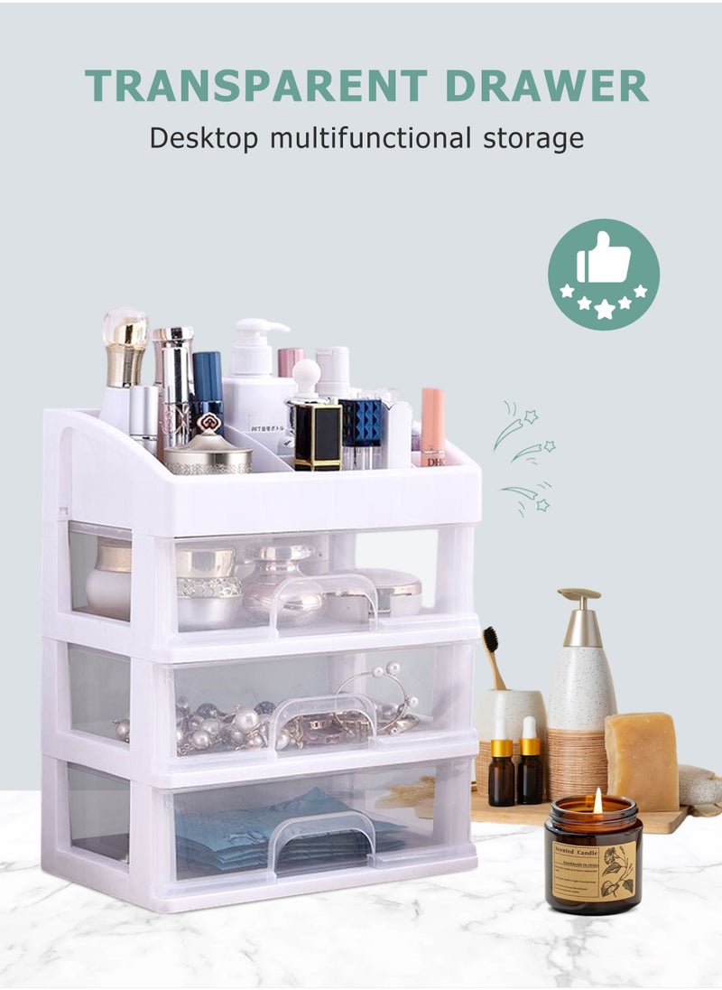 HomarKet Makeup Organizer with 3 Drawers,Bathroom Vanity Countertop Storage Cosmetic Display Cases Makeup Storage Box for Skin Care, Eyeshadow, Brush, Lipstick, Powders, Nail Polish Great for Dresser, Bedroom  - Image 5