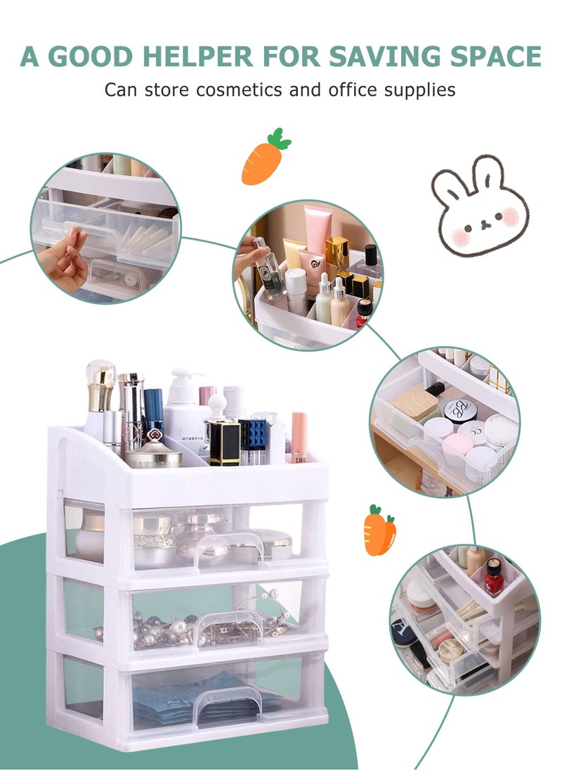 HomarKet Makeup Organizer with 3 Drawers,Bathroom Vanity Countertop Storage Cosmetic Display Cases Makeup Storage Box for Skin Care, Eyeshadow, Brush, Lipstick, Powders, Nail Polish Great for Dresser, Bedroom  - Image 4