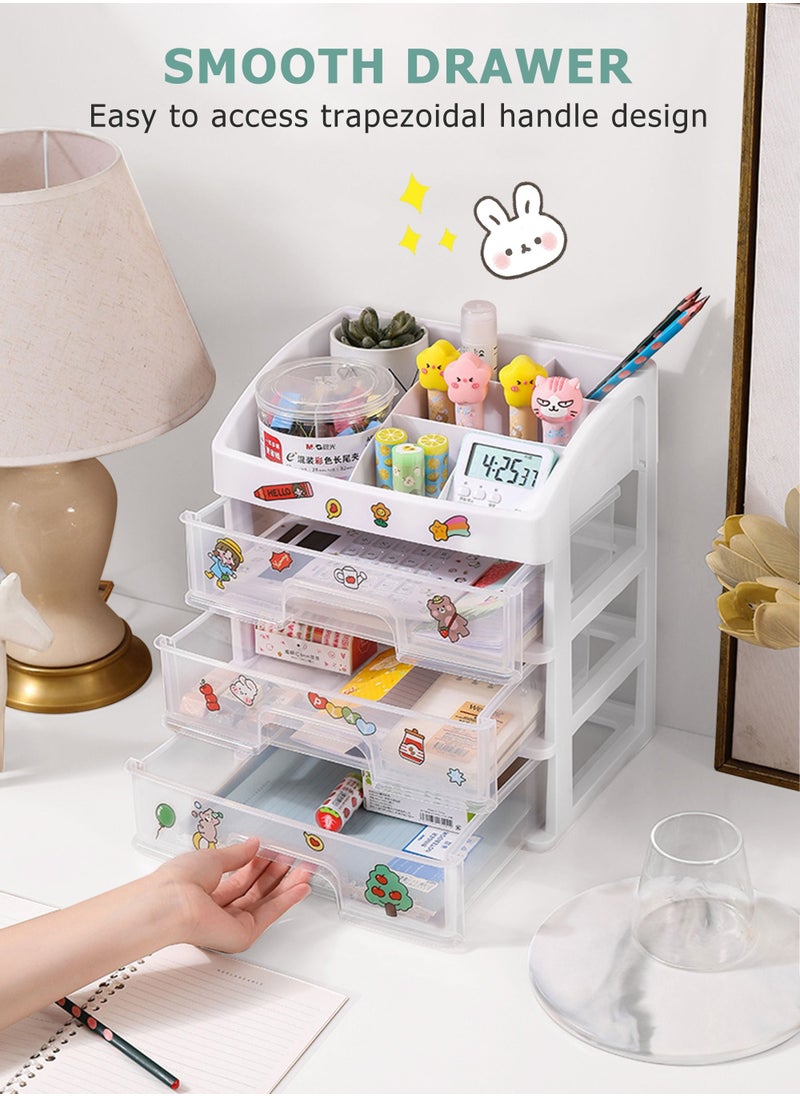 HomarKet Makeup Organizer with 3 Drawers,Bathroom Vanity Countertop Storage Cosmetic Display Cases Makeup Storage Box for Skin Care, Eyeshadow, Brush, Lipstick, Powders, Nail Polish Great for Dresser, Bedroom  - Image 2