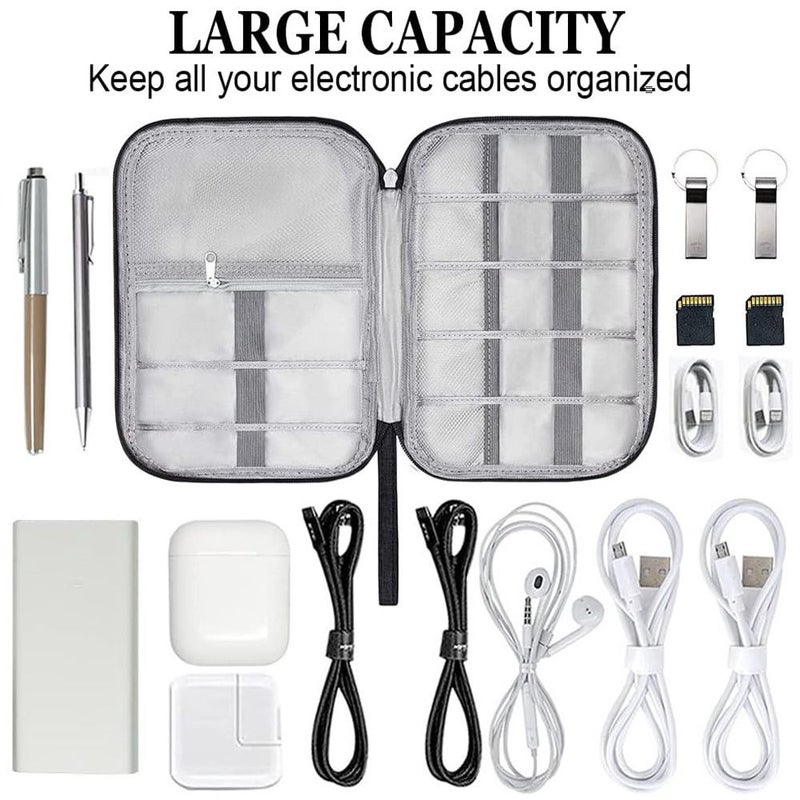 F Cable Organizer Bag With Unique Letter Print Portable Electronic Storage Pouch For Cables Chargers And Travel Essentials - Image 3