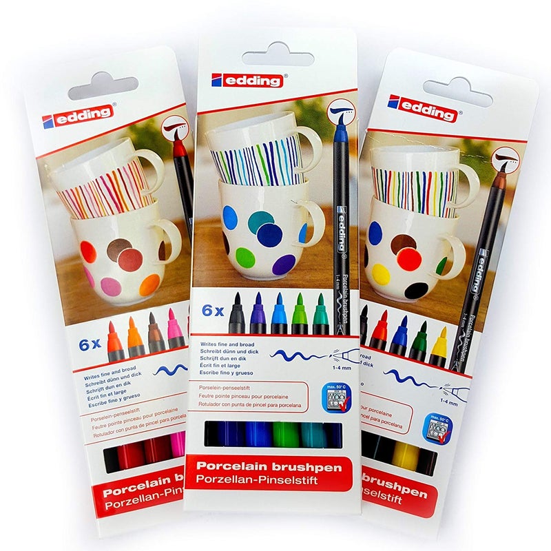 Edding 4200 3 x 6 Porcelain Markers 1-4 mm Assorted Colours - Image 1