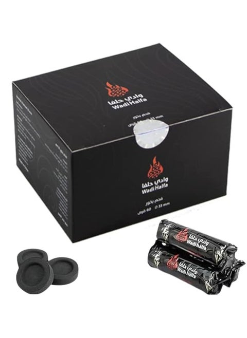 Wadi Halfa Charcoal (60 Pills, One Pack) Charcoal For Incense (Standard Size) Quick to Ignite, Simple to Use, and Preserves the Aroma of Genuine Incense.Size 33mm