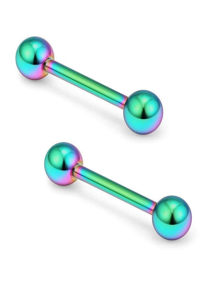 Ftovosyo 2PCS 14G 316L Stainless Steel Internally Threaded Tongue Nipple Shield Barbell Ring Bar Body Piercing Jewelry Retainer 14mm Rainbow - Image 3