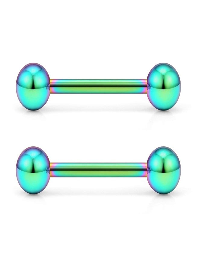 Ftovosyo 2PCS 14G 316L Stainless Steel Internally Threaded Tongue Nipple Shield Barbell Ring Bar Body Piercing Jewelry Retainer 14mm Rainbow - Image 1