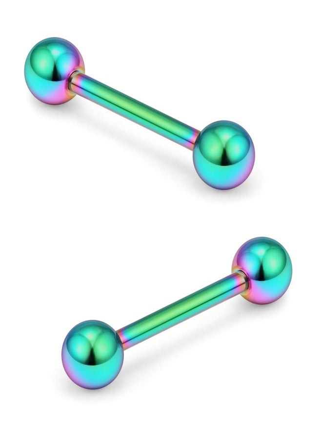Ftovosyo 2PCS 14G 316L Stainless Steel Internally Threaded Tongue Nipple Shield Barbell Ring Bar Body Piercing Jewelry Retainer 14mm Rainbow - Image 4
