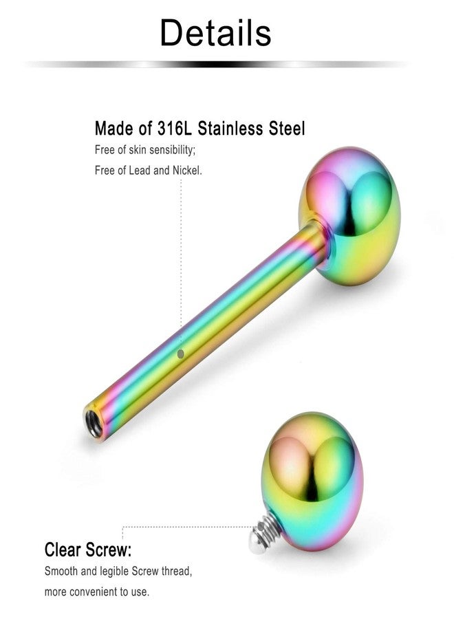Ftovosyo 2PCS 14G 316L Stainless Steel Internally Threaded Tongue Nipple Shield Barbell Ring Bar Body Piercing Jewelry Retainer 14mm Rainbow - Image 5