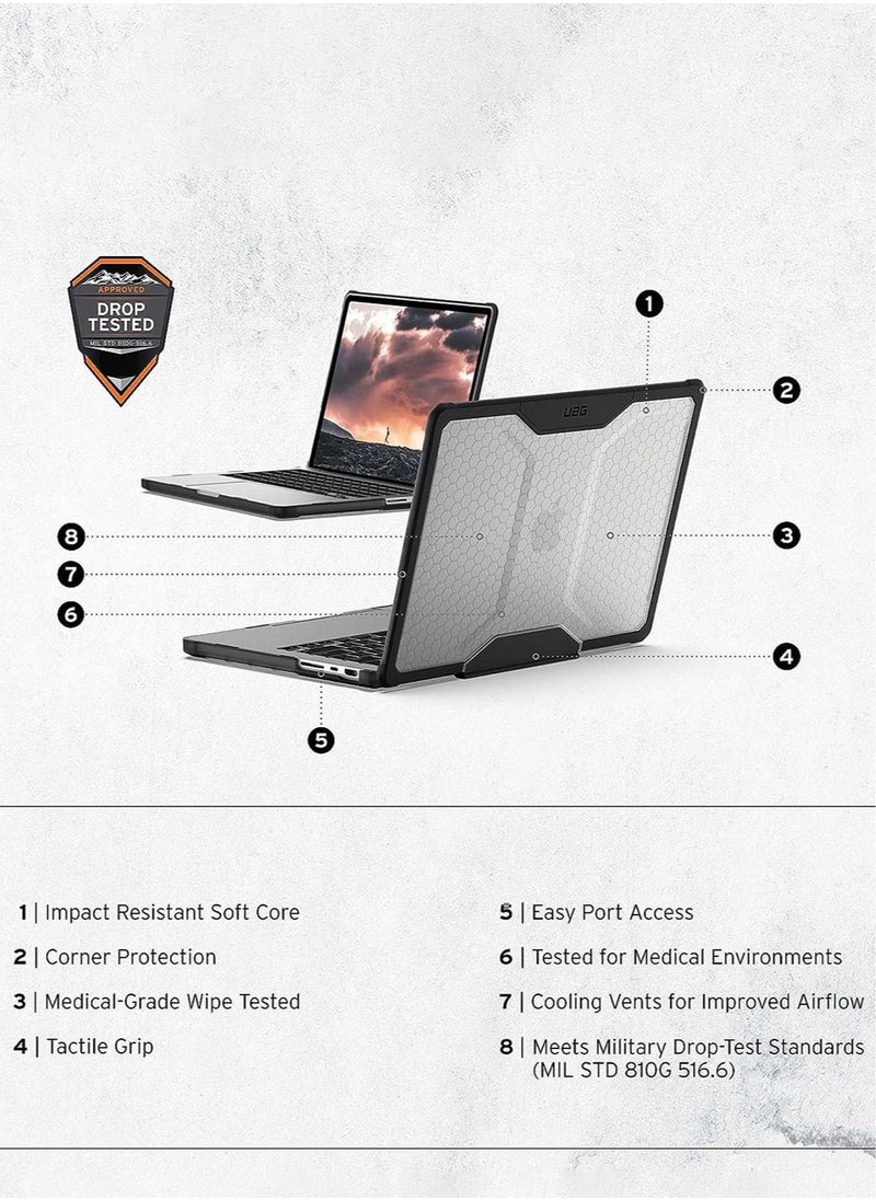 Urban Armor Gear - UAG Plyo Macbook Pro 14 inch Case (2021 - 2023) A2918 A2992 M3 / M3 Pro / M3 Max / M2 Pro / M2 Max / M1 Pro / M1 Max Rugged Mil Grade Protective Hard Shell Laptop Cover Translucent Clear - Ice - Image 1