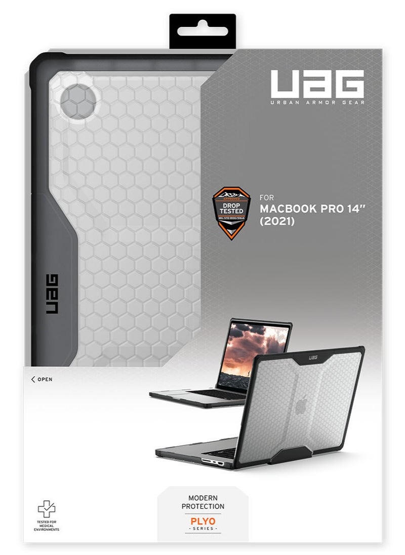 Urban Armor Gear - UAG Plyo Macbook Pro 14 inch Case (2021 - 2023) A2918 A2992 M3 / M3 Pro / M3 Max / M2 Pro / M2 Max / M1 Pro / M1 Max Rugged Mil Grade Protective Hard Shell Laptop Cover Translucent Clear - Ice - Image 1