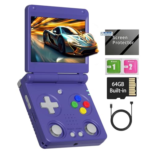 GiipGoop RG34XXSP Retro Handheld Game Console RG34XX SP Retro Gaming Console with 64G Preloaded 5000+ Games,3300 mAh Battey, Portable Pocket Arcade Support 30+ Simulators 5G WiFi Bluetooth HD Indigo - Image 1