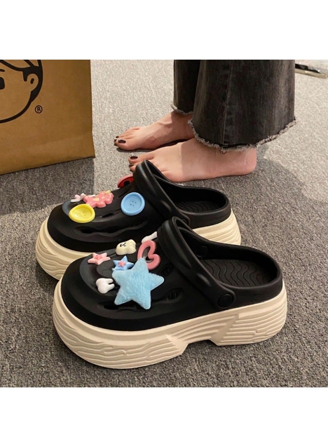 Explosive Thick-soled Diy Hole Shoes Summer Girlish Dopamine Outwear Fashion Simple Height-raising Sandals