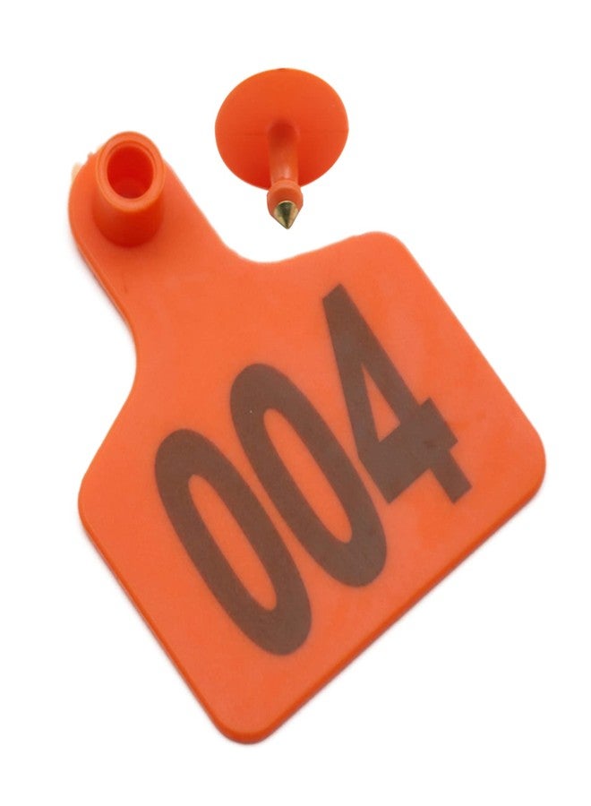 Achicklead 100PCS Cattle Ear Tags Numbered 001-100, Plastic Livestock Animal Ear Tag for Cows Goats Sheep Pigs Animal Identification Earring Tagger (Orange) - Image 4
