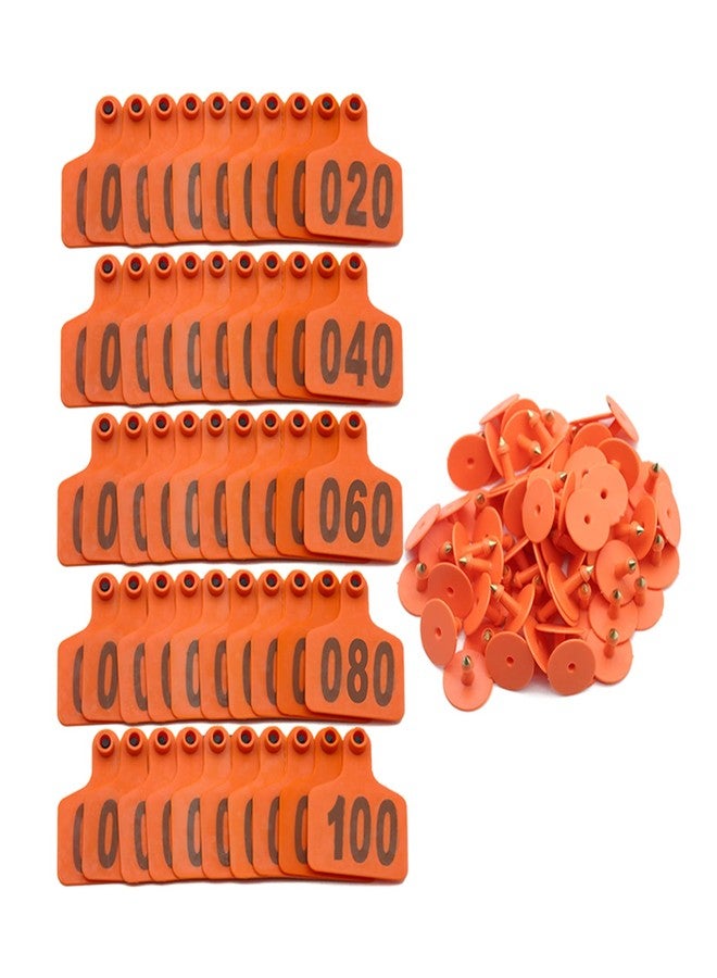 Achicklead 100PCS Cattle Ear Tags Numbered 001-100, Plastic Livestock Animal Ear Tag for Cows Goats Sheep Pigs Animal Identification Earring Tagger (Orange) - Image 5