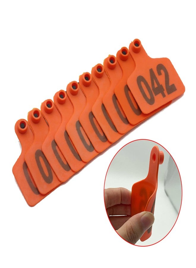 Achicklead 100PCS Cattle Ear Tags Numbered 001-100, Plastic Livestock Animal Ear Tag for Cows Goats Sheep Pigs Animal Identification Earring Tagger (Orange) - Image 3