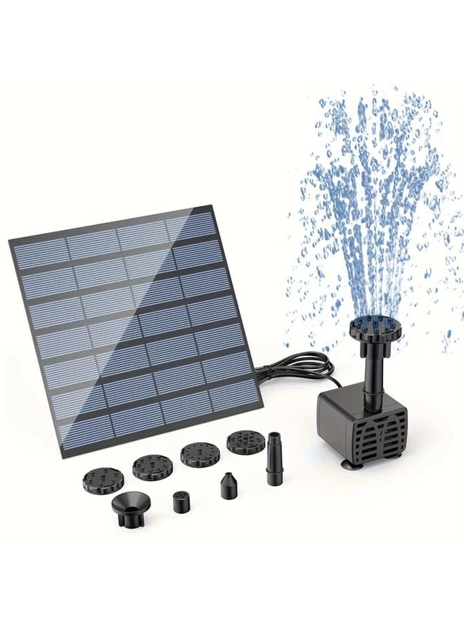 مضخة نافورة شمسية سوداء بـ 6 فوهات لنافورة حديقة البركة المائية - Image 1