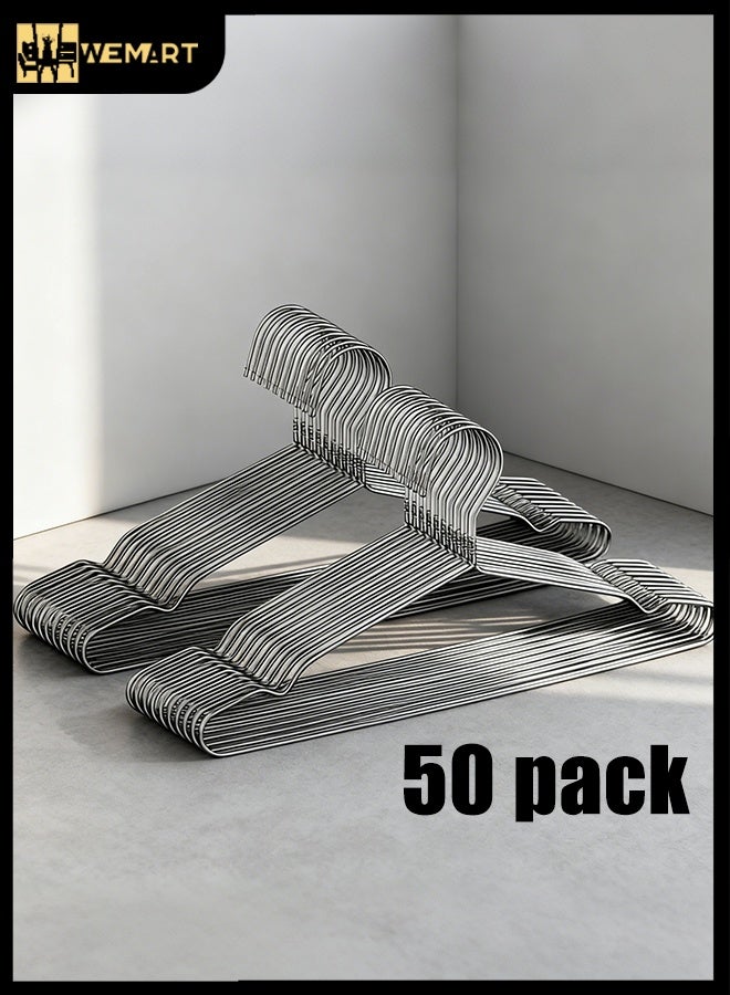 WEMART Coat Hangers, Heavy Duty Hangers Stainless Steel Clothes Hangers with Non-Slip Grooves Metal Hangers Lightweight Thin Space Saving Ganchos para Colgar Ropa for Sweaters Coat Jackets Pants Shirts - Image 1