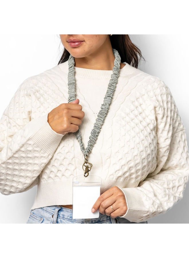 ANDI Neck Lanyard For Women - Scrunchie Cute Lanyard for Keys, Id Card Holder, Wallet - Aesthetic Long Lanyard (Pistachio Grid) - Image 2