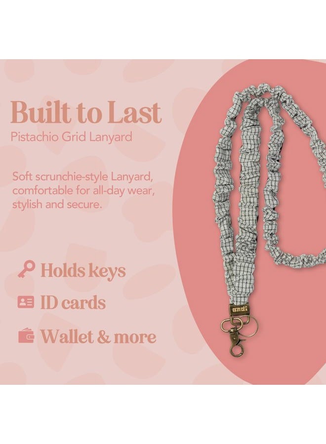 ANDI Neck Lanyard For Women - Scrunchie Cute Lanyard for Keys, Id Card Holder, Wallet - Aesthetic Long Lanyard (Pistachio Grid) - Image 3