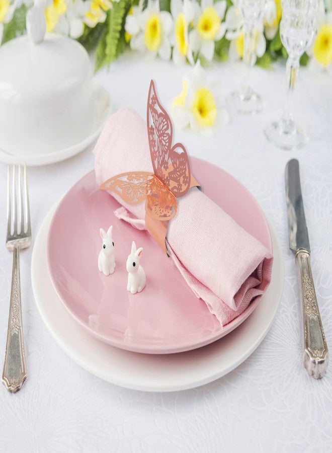 ONLYKXY 80pcs Rose Gold Paper Napkin Rings Laser 3D Butterfly Shape Napkin Bands Napkin Holder for Place Settings Weddings Party Serviette Table Decoration Restaurant Napkin Paper Buckle - Image 5