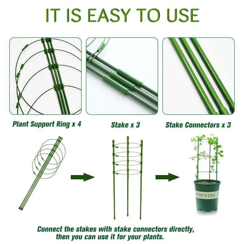 Legigo Legigo 3 Pack Plant Support Cages Tomato Cage for Garden- 36 Inches Adjustable Garden Cucumber Trellis Plant Stakes, Trellis Support Rings for Climbing Plants, Pots, Tomato Rings for Support  - Image 3
