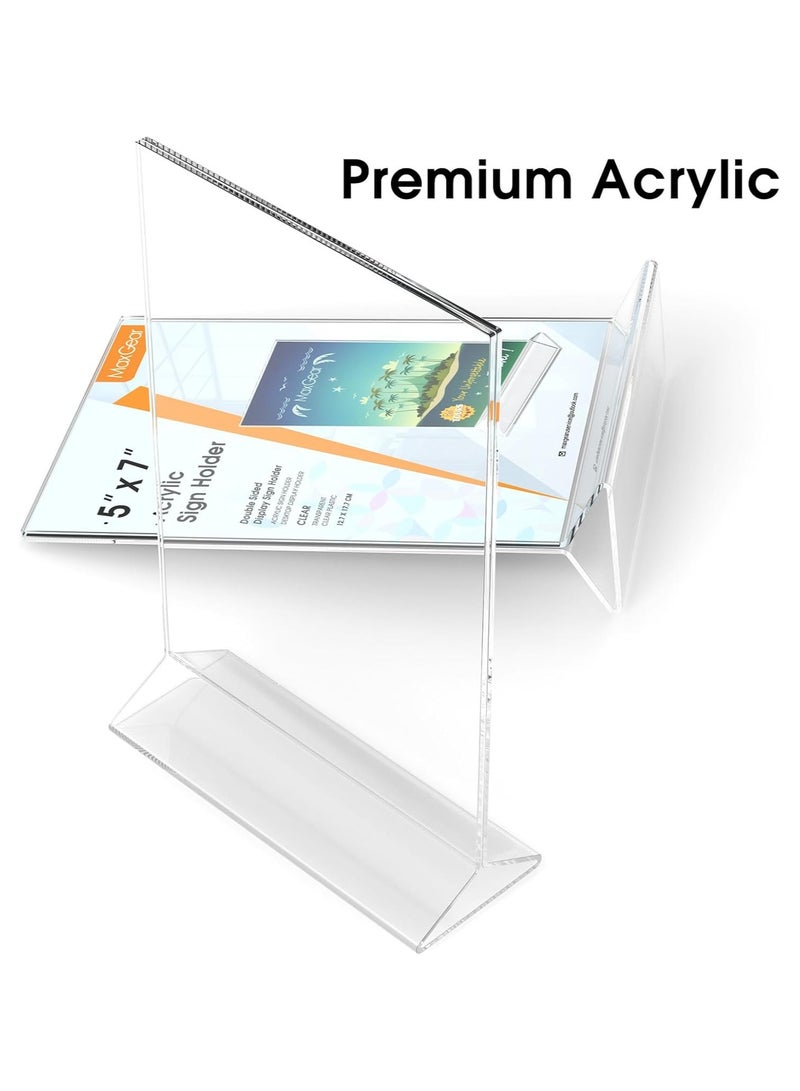 Slasa SLASA 6 Pack Acrylic Sign Holder 5 x 7 Inches – T-Type Double-Sided Clear Plastic Tabletop Display Stand, Table Menu & Card Holder for Office, Home, Store, Restaurant - Image 3