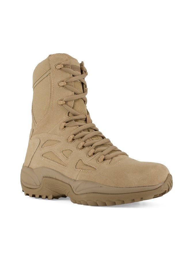 Reebok Work حذاء Rapid Response RB Desert Tan Tactical مقاس 8 بوصات بسحاب جانبي - حذاء مُجرب ميدانيًا لفرق الاستجابة الأولية، يوفر راحة ومتانة طوال اليوم - Image 1