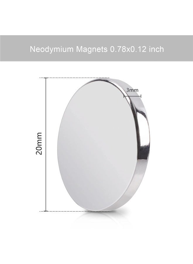 سيلكفكس قوية جولة قرص النيوديميوم المغناطيسات ، 0.79 × 0.12 بوصة 20 قطعة من أجهزة الكمبيوتر المغناطيسية الدائمة الصغيرة المغناطيسية للأرض النادرة للوحف البيضاء مجلس الوزراء باب المطبخ الثلاجة تخزين أداة المكتب - Image 3