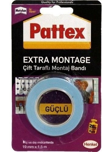 Pattex Henkel Extra Montage Double Sided Tape 20 kg / 19 Mmx1.5 mm 