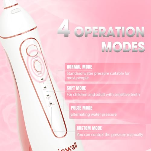 Nicwell Water Dental Flosser Cordless for Teeth - Nicwell 4 Modes Dental Oral Irrigator, Portable and Rechargeable IPX7 Waterproof Powerful Battery Life Water Teeth Cleaner Picks for Home Travel - Image 3