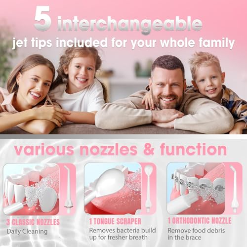 Nicwell Water Dental Flosser Cordless for Teeth - Nicwell 4 Modes Dental Oral Irrigator, Portable and Rechargeable IPX7 Waterproof Powerful Battery Life Water Teeth Cleaner Picks for Home Travel - Image 5