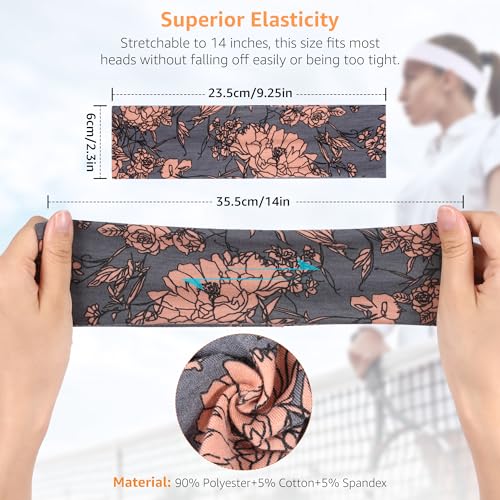 DiyJibb Headbands for Women, Stretchy Non Slip Soft Cotton Cloth Hair Bands for Sports, Workout, Yoga and Running, 7pcs - Image 2