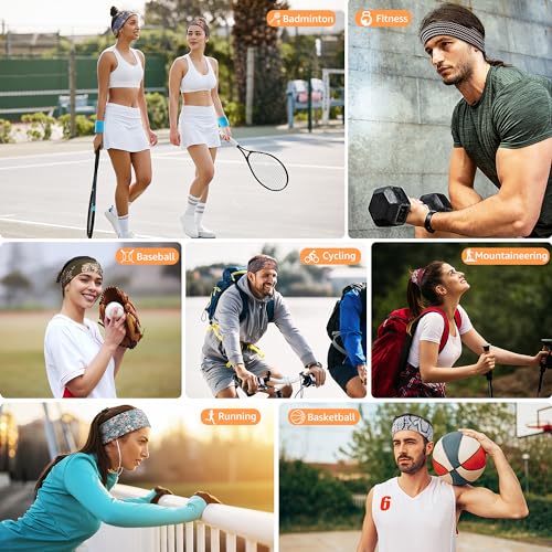 DiyJibb Headbands for Women, Stretchy Non Slip Soft Cotton Cloth Hair Bands for Sports, Workout, Yoga and Running, 7pcs - Image 4