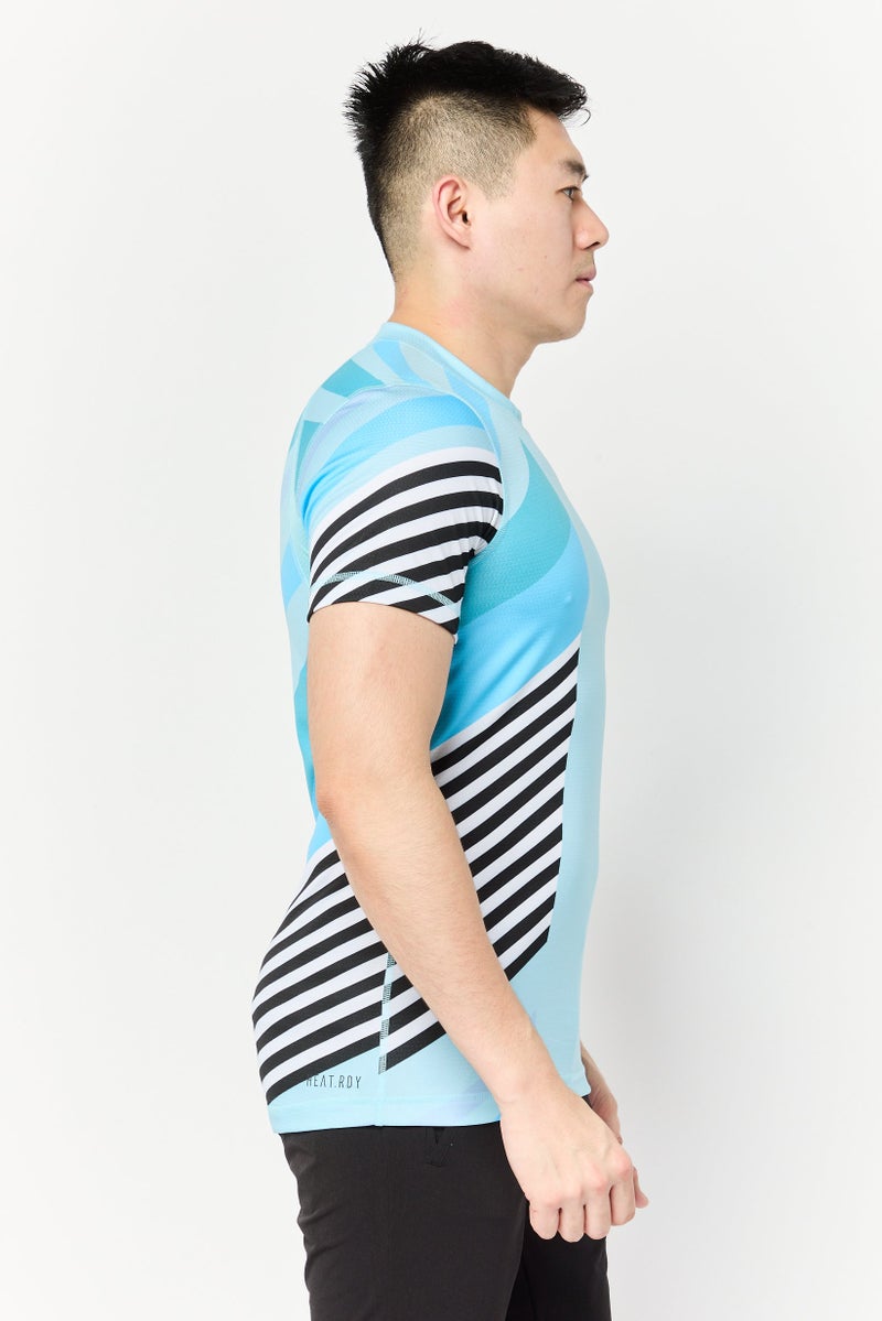 Adidas Men Sportswear Fit Short Sleeves Training T-Shirts, Turquoise - Image 2