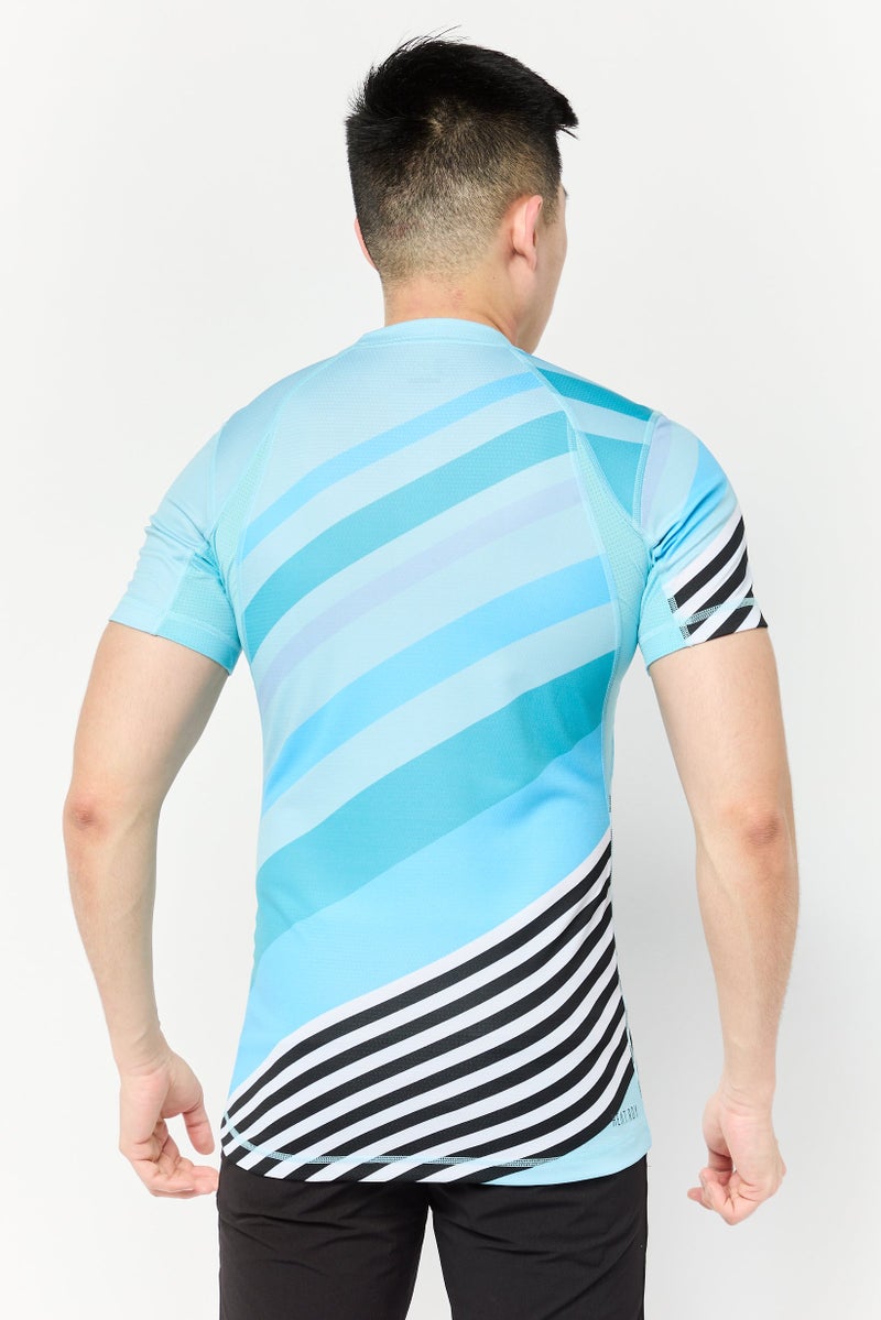 Adidas Men Sportswear Fit Short Sleeves Training T-Shirts, Turquoise - Image 3