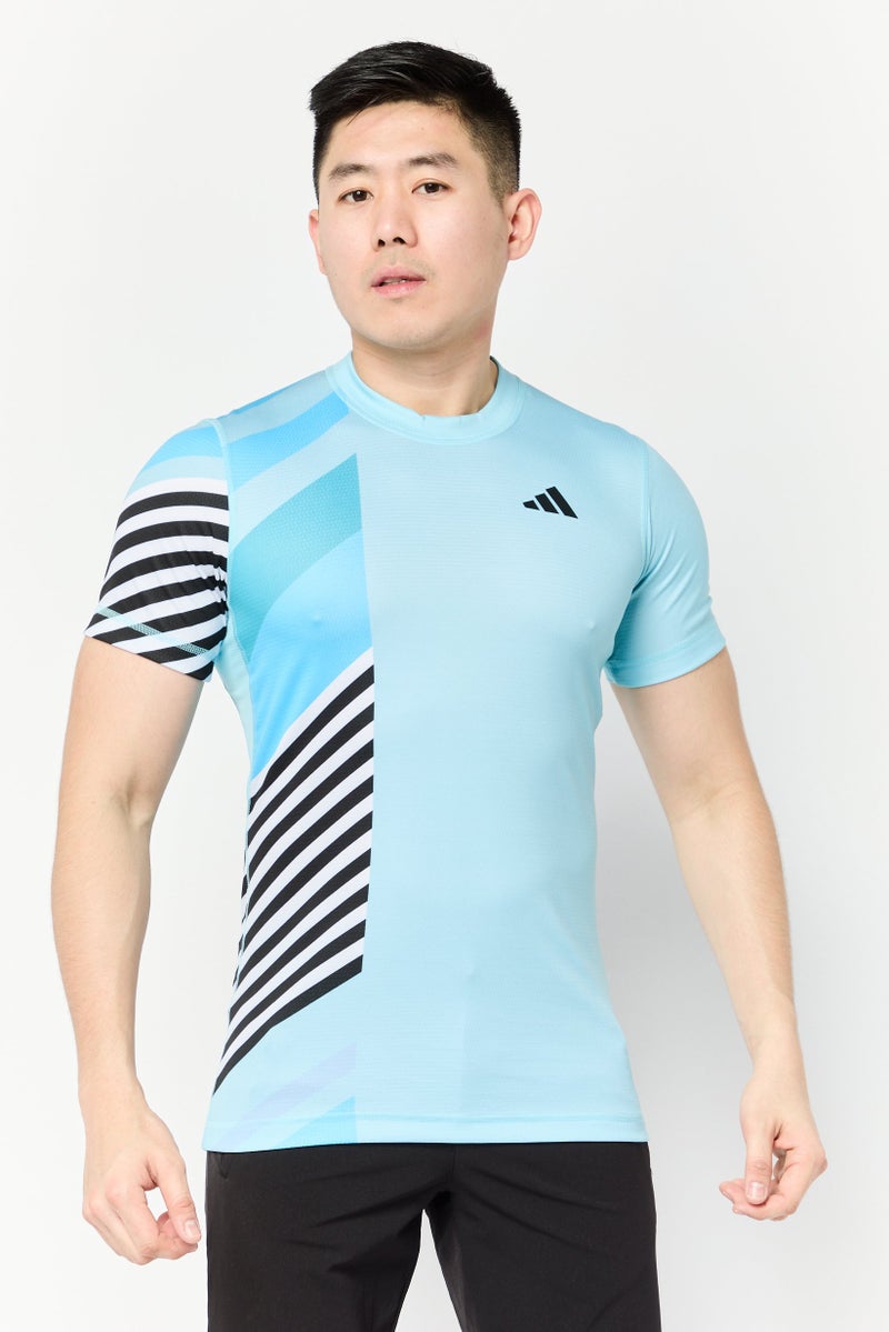 Adidas Men Sportswear Fit Short Sleeves Training T-Shirts, Turquoise - Image 1