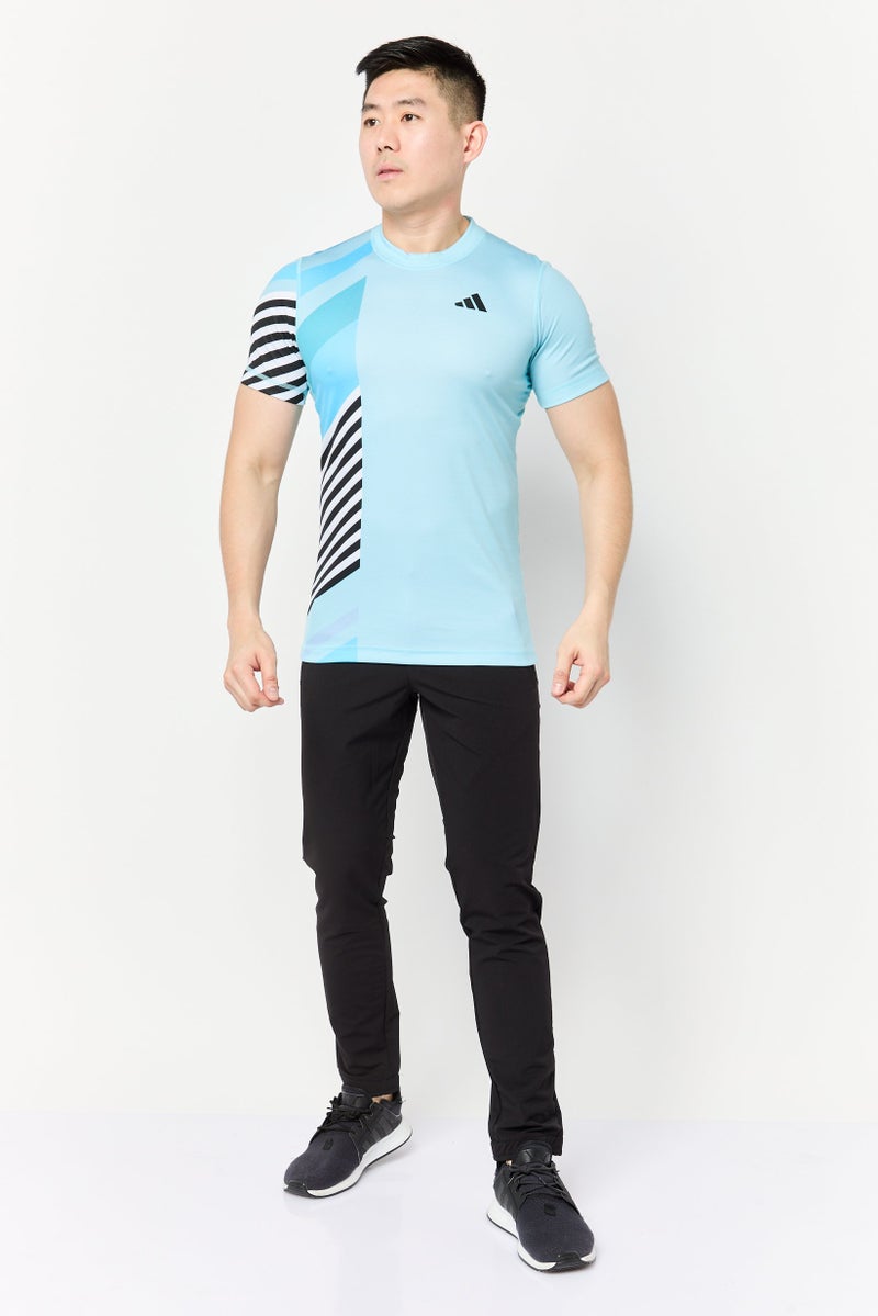 Adidas Men Sportswear Fit Short Sleeves Training T-Shirts, Turquoise - Image 4