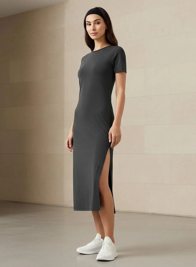 Splash Active Long Dress with Slit Detail