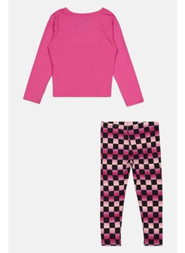 Hurley Kids Girl 2 Pieces Printed Top and Leggings Set, Multicolor  - Image 2